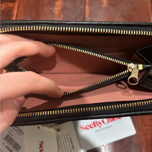 SEE BY CHLOE Long Black Leather Wallet, LIKE NEW - Picture 3 of 8